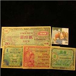 2 GERMAN AND 2 JAPANESE MILITARY PAYMENT CERTIFICATES