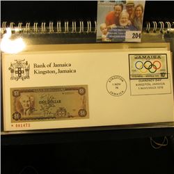 BANK OF JAMAICA FIRST DAY COVER STAMP AND CURRENCY SET