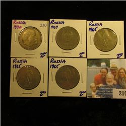 SET OF 5 RUSSIAN COINS FROM THE SIXTIES AND THE SEVENTIES