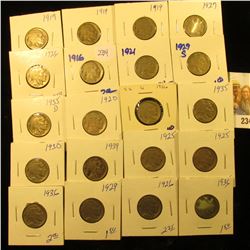 20 DATED BUFFALO NICKELS INCLUDING SOME FROM THE TEENS