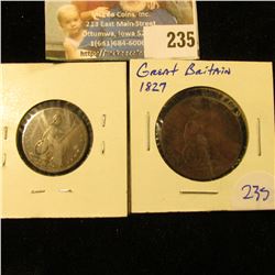 1825 BRITISH HALF PENNY AND 1829 FARTHING