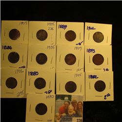 13 CARDED INDIAN HEAD PENNIES STARTING IN THE 1880'S