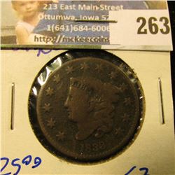 1833 CORONET HEAD LARGE CENT WITH ALL THE LETTERS IN LIBERTY VISIBLE