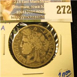 1881-A SILVER FRENCH 2 FRANCS COIN