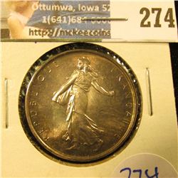 1964 SILVER 5 FRANCS TONED