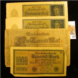 TWO GERMAN 1000 MARK NOTES AND  TWO 10,000 MARK NOTES