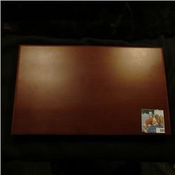 REPLICA MORGAN DOLLAR SET IN A HARDWOOD DISPLAY CASE.  THERE ARE 14 COINS TOTAL