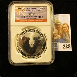 2011-P SILVER ONE OUNCE KOAL GRADED MS70 BY NGC.  IT IS ONE OF THE FIRST 20,000 STRUCK