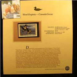WEST VIRGINIA-CANADA GEESE STAMP.  THIS STAMP WAS ISSUED ON JANUARY 1ST 1987.  THERE WERE A TOTAL OF
