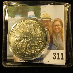 2000 Republic of Liberia $5 Commemorative "Discovery of America 1492 Columbus", Gem BU, encapsulated