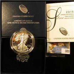 2015 W "American Eagle One Ounce Silver Proof Coin", Silver Dollar in original case with COA. Struck