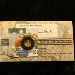 2014 Tokelau .5g Gold $5 Horse. Proof Like. In a Littleton Coin Company holder.