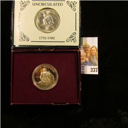 1982 D BU & 1982 S U.S. Silver Proof George Washington Commemorative Half Dollars in original U.S. M