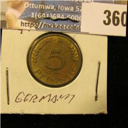 1950 D Germany Five Pfennig.