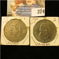 1975 & 84 Jamaica Fifty Centavos.