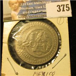 1981 Mexico Large 20 Peso Coin.