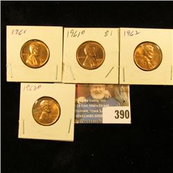1961P, D, 62P, & D Red Gem BU Lincoln Cents.