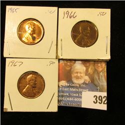 1965 P, 66 P, & 67 P Red Gem BU Lincoln Cents.