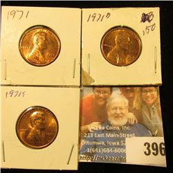 1971 P, D, & S Red Gem BU Lincoln Cents.
