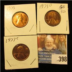 1973 P, D, & S Red Gem BU Lincoln Cents.