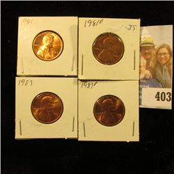 1981 P, D, 83 P, & D Red Gem BU Lincoln Cents.