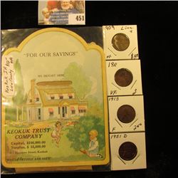 Heavy Cardboard Bank "For Our Savings We Deposit Here Keokuk Trust Company…611 Blondeau Street, Keok