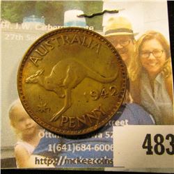 1942 Australia Large Penny, mostly Brown AU.