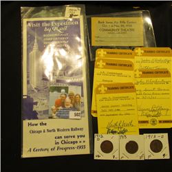 1912D VG, 13P Fine, 13D Fine Lincoln Cents; 1933 brochure "Visit the Exposition by Rail Economically