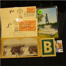 National Scout Memorial Post Card, Ottwa, Ill.; Stereo Card of White house, Treasury and U.S. Capita