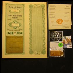 (5) Business Cards "Established 1910 Incorporated 1914 Manufacturers Jobbers Chapel Tents Manufactur