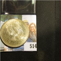 1948 Mexico Silver Cinco 5 Pesos depicting the Aztec Emperor, Cuauhtémoc ~ Ley 0.900 ~ BU ~ UNCIRCUL