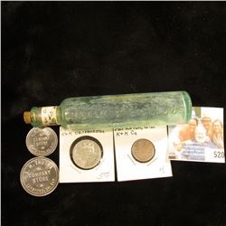 "Healy & Bigelows Kickapoo Indian Oil" Quack Doctor Medicine bottel with raised, embossed lettering 