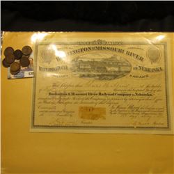 May 17, 1872 "United States of America State of Nebraska Burlington and Missouri River Railroad Co. 