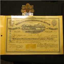 April 25th, 1872 "United States of America State of Nebraska Burlington and Missouri River Railroad 