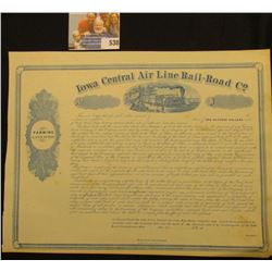 May 15th, 1856 Unissued Stock Certificate "Farming Land Scrip Iowa Central Air Line Rail-Road Co.", 
