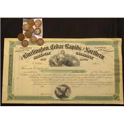 Unissued Stock Certificate "The Burlington, Cedar Rapids and Northern Railway Company of Iowa" vigne