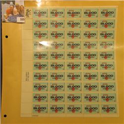 Mint Sheet of 50 Six Cent Stamps United States Postage "Giving Blood Saves Lives"; & 1932 Mint Sheet