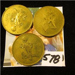 (3) Different German Spiel Markes. Mystical Piece with smiling male obverse and gowned lady standing