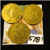 Image 1 : (3) Different German Spiel Markes. Mystical Piece with smiling male obverse and gowned lady standing