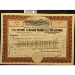 November 15th, 1921 Certificate for One Share  The Davis Sewing Machine Company  Incorporated under 