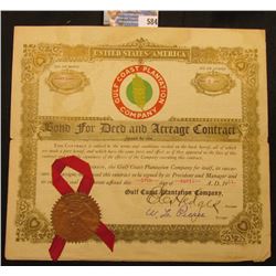 No. 855 Bond United States of America for 2 Acres "Gulf Coast Plantation Company Bond for Deed and A