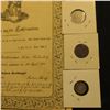 Image 3 : 1871 Death Certificate written in German??? I think? & 1874 Two Pfennig with solder on reverse; 1875