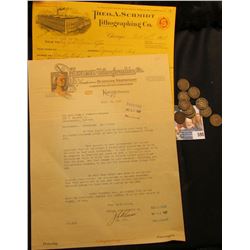 October 30th, 1918 "Theo. A. Schmidt Lithographing Co. Chicago" Invoice; 1927 letter on Stationery o