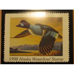 1998 Alaska Waterfowl $5.00 Stamp depicting a pair of Barrow's Goldeneye, Mint, unsigned, in vinyl p
