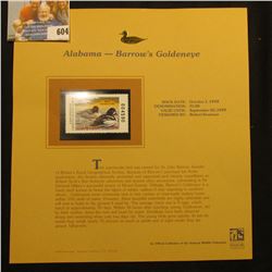 1998 Alabama Waterfowl $5.00 Stamp depicting a pair of Barrow's Goldeneye, Mint, unsigned, in vinyl 