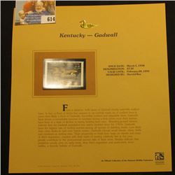 1998 Kentucky Migratory Waterfowl $7.50 Stamp depicting a pair of Gadwall, Mint, unsigned, in vinyl 