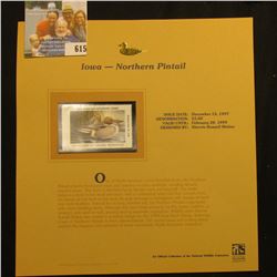 1998 Iowa Migratory Waterfowl $5.00 Stamp depicting a pair of Northern Pintail, Mint, unsigned, in v