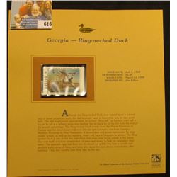 1998 Georgia Waterfowl $5.50 Stamp depicting a flock of Ring-necked Ducks, Mint, unsigned, in vinyl 