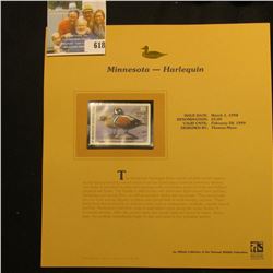 1998 Minnesota Waterfowl $5.00 Stamp depicting a pair of Harlequin Ducks, Mint, unsigned, in vinyl p