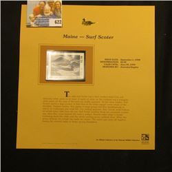 1998 Maine Waterfowl $2.50 Stamp depicting a pair of Surf Scoter, Mint, unsigned, in vinyl page with